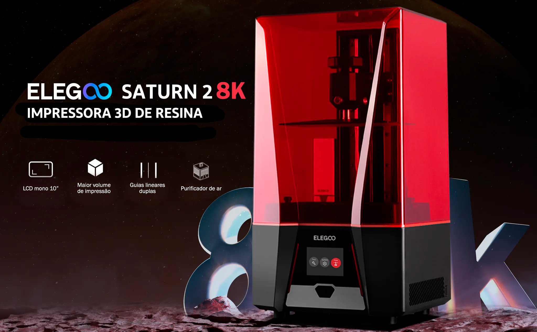 Impressora 3d elegoo saturn 2 8k topink3d
