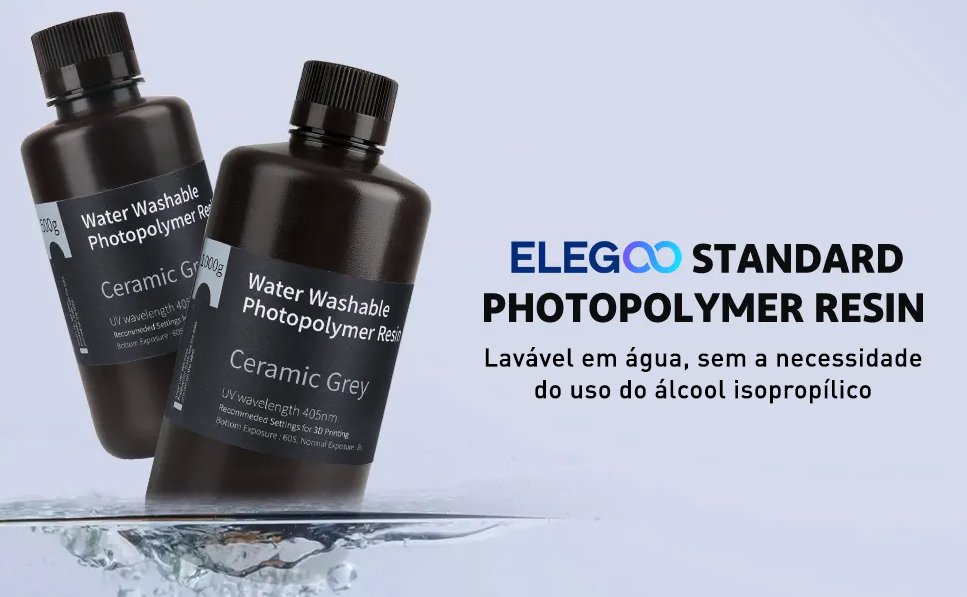 Resina UV Elegoo - Lavável em água - Cinza Espacial 8K 1kg