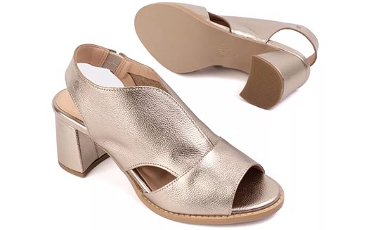 Sandália Peep Toe Veneza Champagne - 03