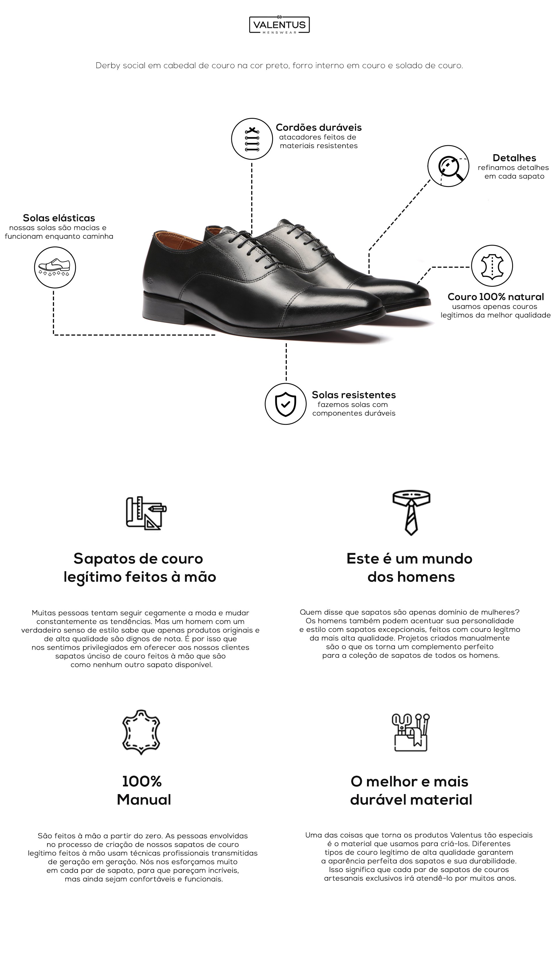 NOVO Sapato Social Masculino Louis Vuitton Formal Derby Couro Preto Tamanho  10/44 Novo com etiquetas Caixa