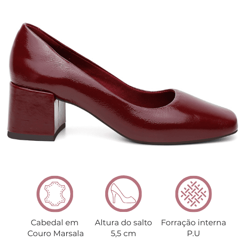 SCARPIN COURO VIOLANTA DIANA MARSALA | Violanta Calçados Femininos