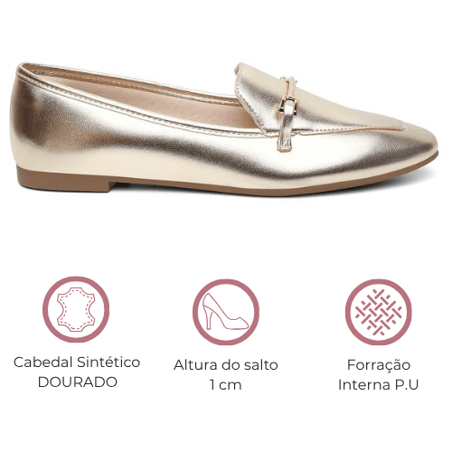 LOAFER VIOLANTA MAJU OURO LIGHT | Violanta Calçados Femininos