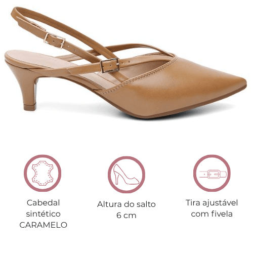 SLINGBACK VIOLANTA LUCIA CARAMELO | Violanta Calçados Femininos